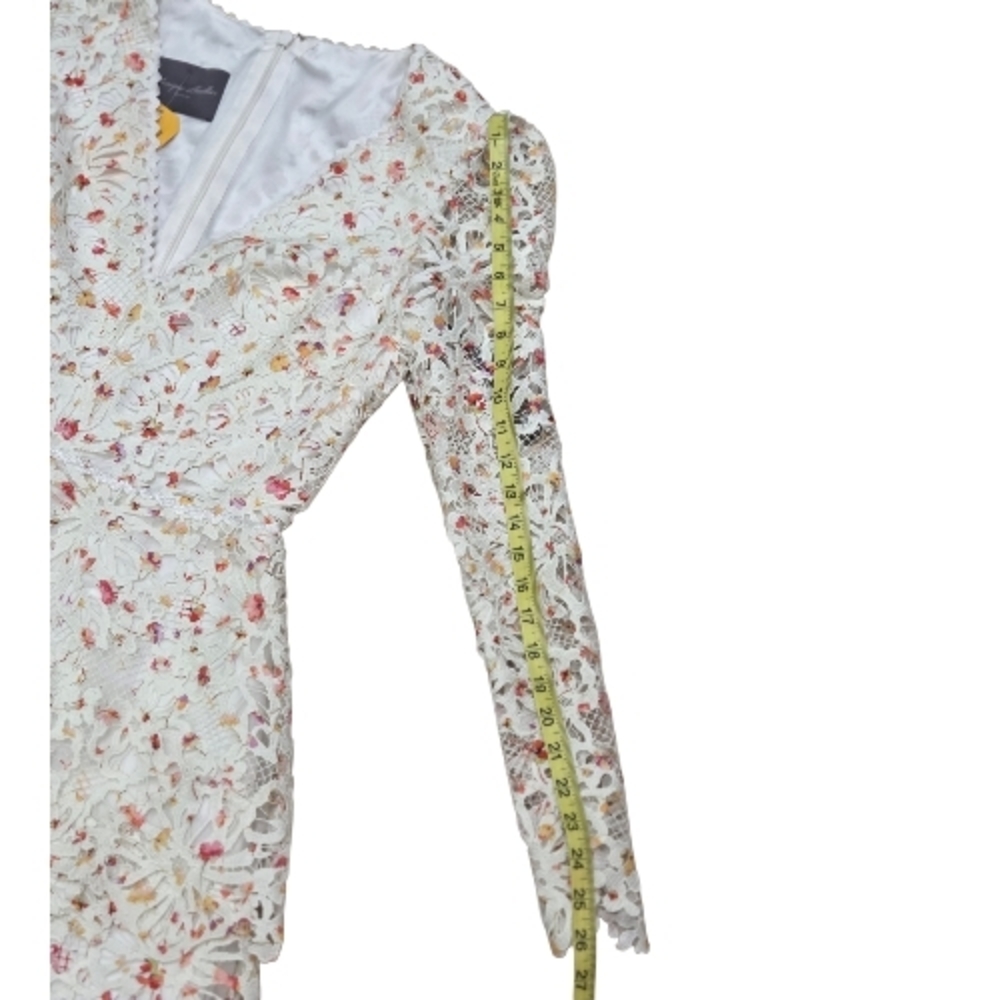 Monique Lhuillier White With Color Floral Tiered Midi Dress Summer Garden Events - Picture 12 of 17